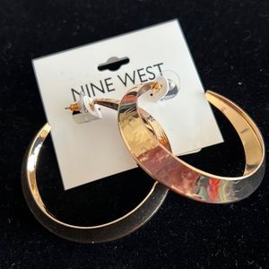 Nine West large gold hoop earrings
